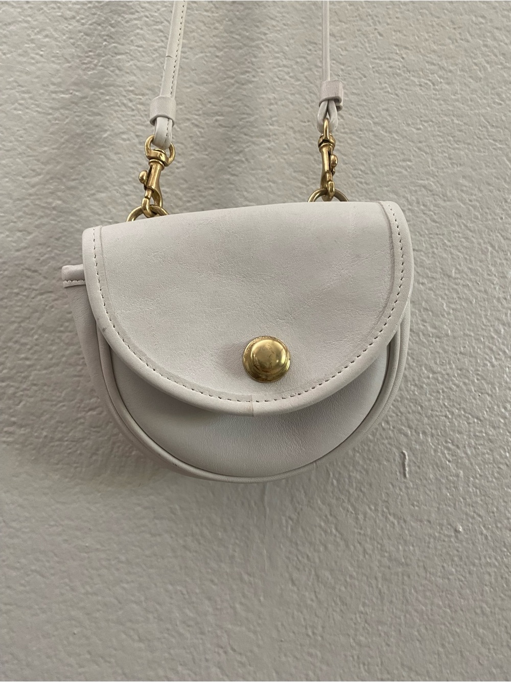 Coach Vintage 1980's Mini Belt Crossbody Saddlebag White Leather Bag